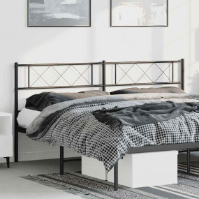 Headboard Black Steel Tall Double Bed Durable Headboard