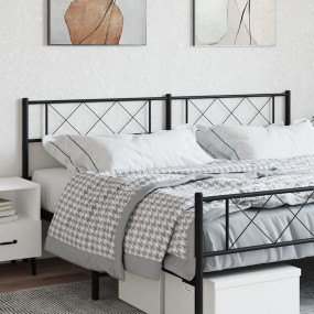 Headboard Black Powder-Coated Steel 78.7 in Durable