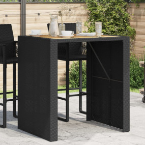 Garden Bar Table Black Poly Rattan Large UV-resistant m...