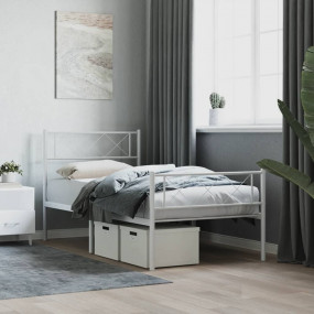 Metal Bed Frame White Steel Twin Bed Frame Rectangular ...