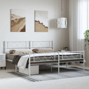 Metal Bed Frame White Powder-coated steel 72 x 84 in Be...