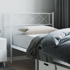 Headboard White Powder-Coated Steel Twin Durable Headbo...