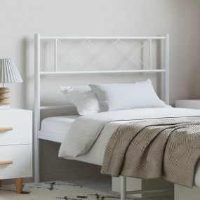 Headboard White Powder-Coated Steel Tall Twin Durable H...