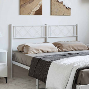 Headboard White Powder-Coated Steel Double Durable Head...