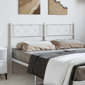 Headboard White Powder-Coated Steel 59 inches Tall Doub...