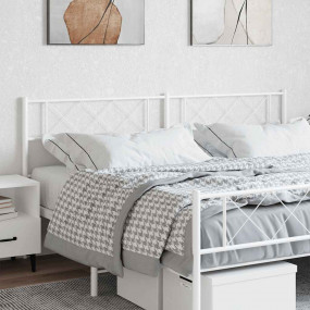Headboard White Powder-coated steel Tall Double Durable