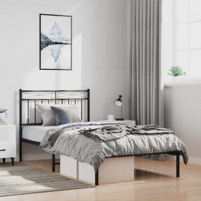 Headboard White Powder-Coated Steel Tall Double Bed