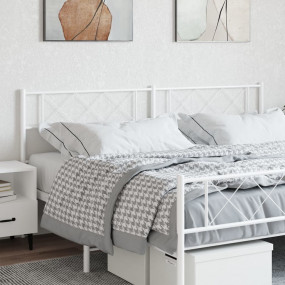 Headboard White Powder-Coated Steel 78.7 in Durable Hea...