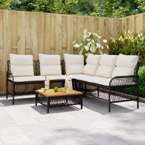 Garden Sofa Set Black, Cream White