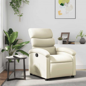 Recliner Chair Cream Faux leather with metal and plywoo...