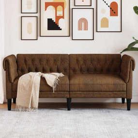 Chesterfield Sofa Brown Fabric (100% polyester), plywoo...