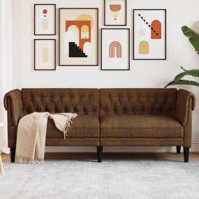 Chesterfield Sofa Brown Fabric (100% polyester), plywoo...