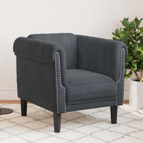 Sofa Chair Dark Grey Velvet, Plywood, Solid Wood Single...