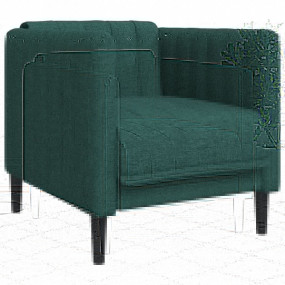 Sofa Chair Dark Green Polyester, Plywood, Solid Wood Si...