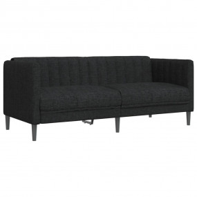 Sofa Black Polyester, Plywood, Solid Wood, Foam 2-Seate...