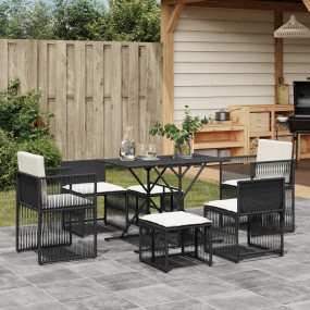 Garden Dining Set Black PE rattan Medium Durable