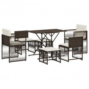 Garden Dining Set Brown Table and Chairs, Cream White C...