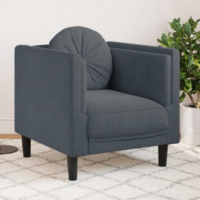 Dark Grey Velvet Sofa Chair Plush Armchair Single Seati...