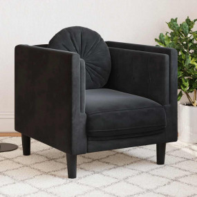 Sofa Chair Black Velvet (100% polyester), plywood, soli...