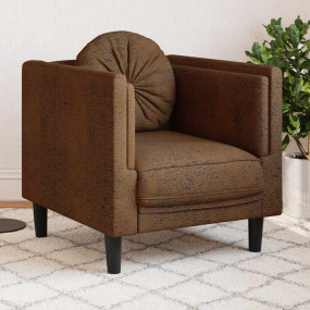 Sofa Chair Brown Faux suede leather, plywood, solid woo...