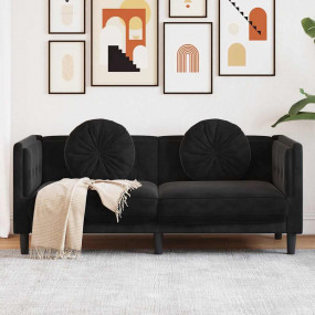 Sofa Black Velvet (100% polyester), plywood, solid wood...