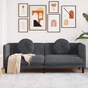 Sofa Dark Grey Velvet (100% polyester), Plywood, Solid ...