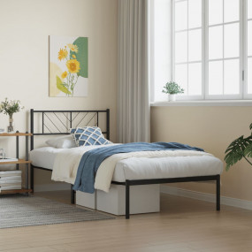 Metal Bed Frame Black Powder-Coated Steel Small Single