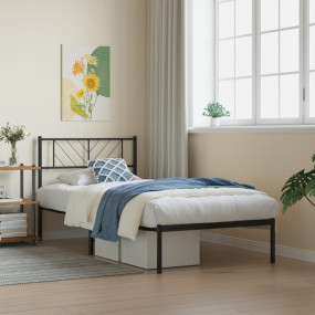 Metal Bed Frame Black Steel Twin Modern Bedroom Furnitu...