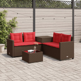 Patio Sofa Brown Poly Rattan L: 67.3 in, W: 67.3 in, H:...