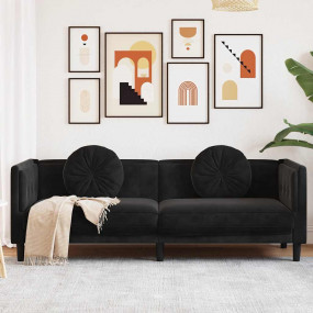 Sofa Black Velvet (100% polyester), plywood, solid wood...