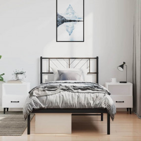Metal Bed Frame Black Powder-Coated Steel Twin Metal Be...