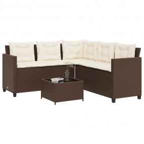 Garden Sofa Brown PE Rattan, Powder-coated Steel, Tempe...