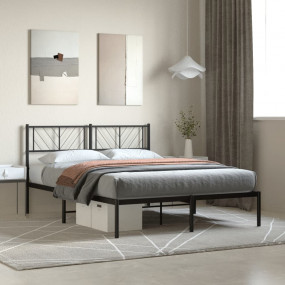 Metal Bed Frame Black Powder-Coated Steel Full Metal Be...