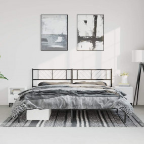 Metal Bed Frame Black Powder-Coated Steel Double Metal ...