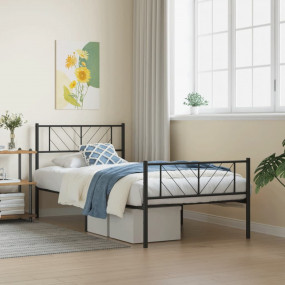 Metal Bed Frame Black Powder-Coated Steel Small Single ...