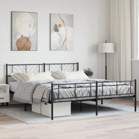 Metal Bed Frame Black Powder-Coated Steel 70.9 x 78.7 i...