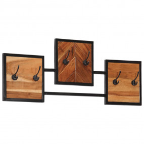 Wall Coat Rack Natural wood and black