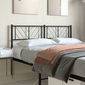 Headboard Black Powder-Coated Steel Tall Double Bed