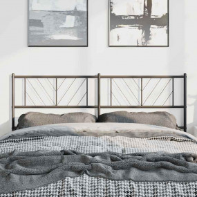 Headboard Black Powder-Coated Steel Tall Double Durable
