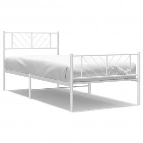 Metal Bed Frame White Powder-Coated Steel 42.1 x 79.9 i...