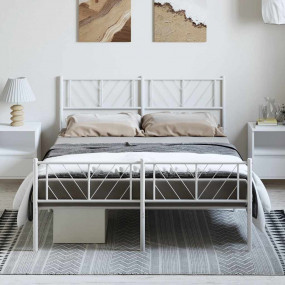 Metal Bed Frame White Powder-Coated Steel 53.1 x 74.8 i...