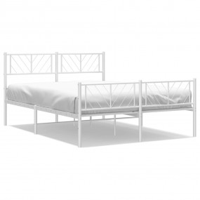 Metal Bed Frame White Powder-Coated Steel Full Metal Be...