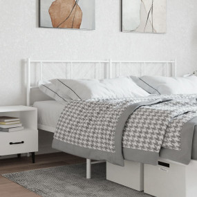 Headboard White Powder-coated Steel Tall Double Bed Hea...