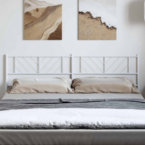 Headboard White Powder-Coated Steel Tall double bed siz...