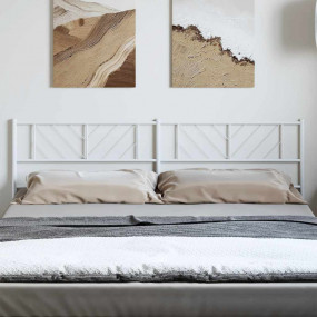 Headboard White Powder-Coated Steel Tall Double Bed Dur...