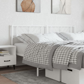 Headboard White Powder-Coated Steel Double Headboard