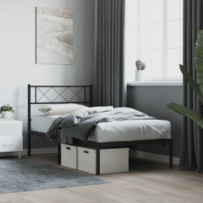 Metal Bed Frame Black Powder-Coated Steel Small Single ...