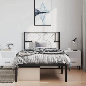 Metal Bed Frame Black Powder-Coated Steel Twin Durable