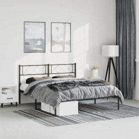 Metal Bed Frame Black Steel 53 x 74.8 in Metal Bed Fram...