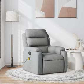 Massage Recliner Chair Light Grey Polyester Fabric One ...